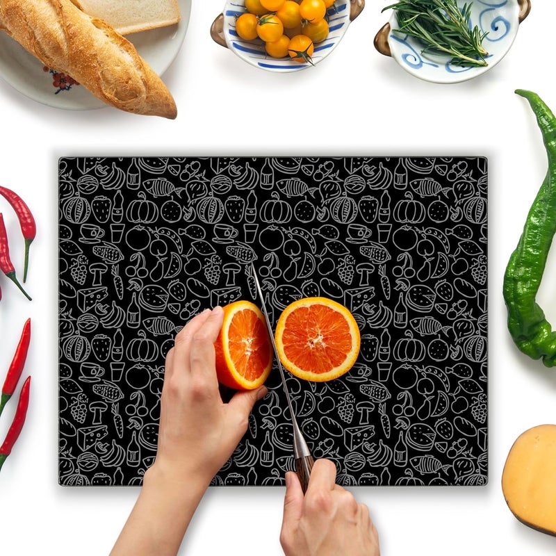 Kitchenville لوح تقطيع زجاجي من كيتشينفيل 40×30 سم: شفاف، متين، صحي لحماية سطح العمل - مقاوم للخدش، مقاوم للحرارة، سهل التنظيف - Image 1