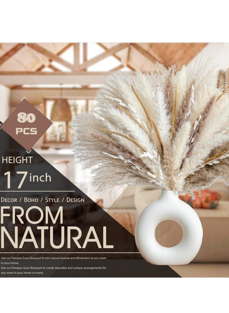 Natural Dried Pampas Grass for Home Decor Boho Decor Bouquet Phragmites Dried Flowers Bouquet for Wedding Floral Arrangements Home Decorations (80PCS) - Image 4