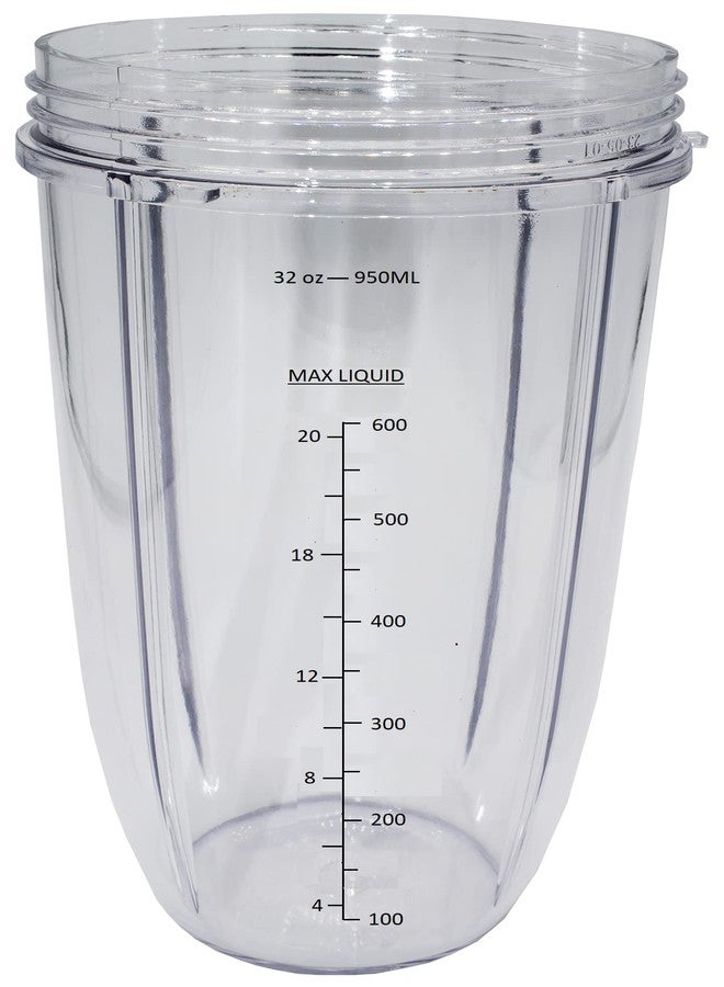 Blendin Replacement 32 Ounce Extra Large Colossal Cup Jar,Compatible with Nutribullet 600W, 900W, NB-101B, NB-101S, NB-201, NBR-0601, NBR-1201, NB9-1301, 900 Pro Series Blenders Juicers - Image 1