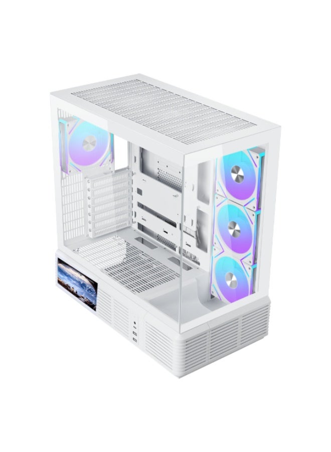 ثيرمو كيس بي سي مع شاشة 6.5 انش قابلة لتخصيص ريباند RD04 زجاج مقوى ATX ميد تاور مع 4 مراوح مقاس 120 ملم – لون أبيض - Image 2