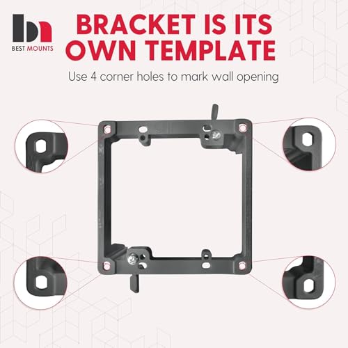 Best Mounts BestMounts Low Voltage Mounting Bracket 2 Gang, 2 Pack for Dual Gang Wall Plate, Telephone Wires, Network Cables, HDMI, Coaxial, Speaker Cables - Low Voltage Box Cable Wall Plate Bracket, Mud Ring - Image 3