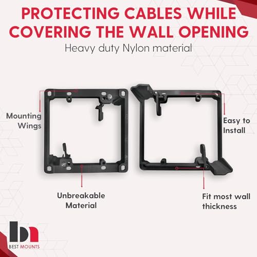 Best Mounts BestMounts Low Voltage Mounting Bracket 2 Gang, 2 Pack for Dual Gang Wall Plate, Telephone Wires, Network Cables, HDMI, Coaxial, Speaker Cables - Low Voltage Box Cable Wall Plate Bracket, Mud Ring - Image 4