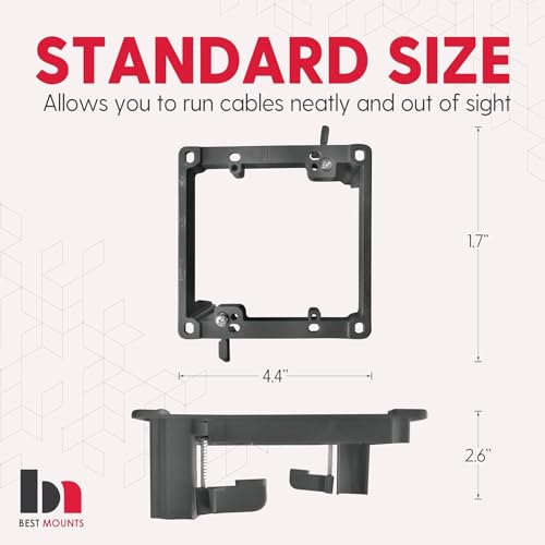 Best Mounts BestMounts Low Voltage Mounting Bracket 2 Gang, 2 Pack for Dual Gang Wall Plate, Telephone Wires, Network Cables, HDMI, Coaxial, Speaker Cables - Low Voltage Box Cable Wall Plate Bracket, Mud Ring - Image 2