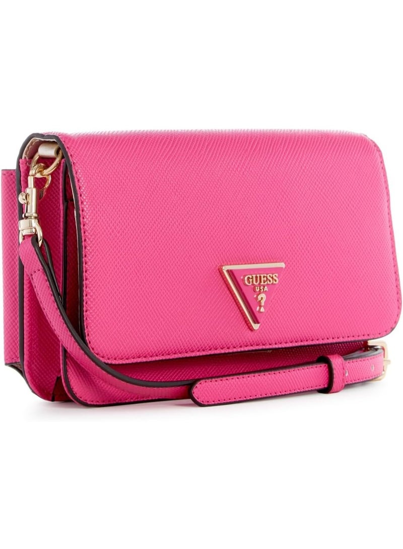 Guess Downtown Chic Mini Xbody Flap Bag â€“ Fuchsia Faux Leather Crossbody - Image 4