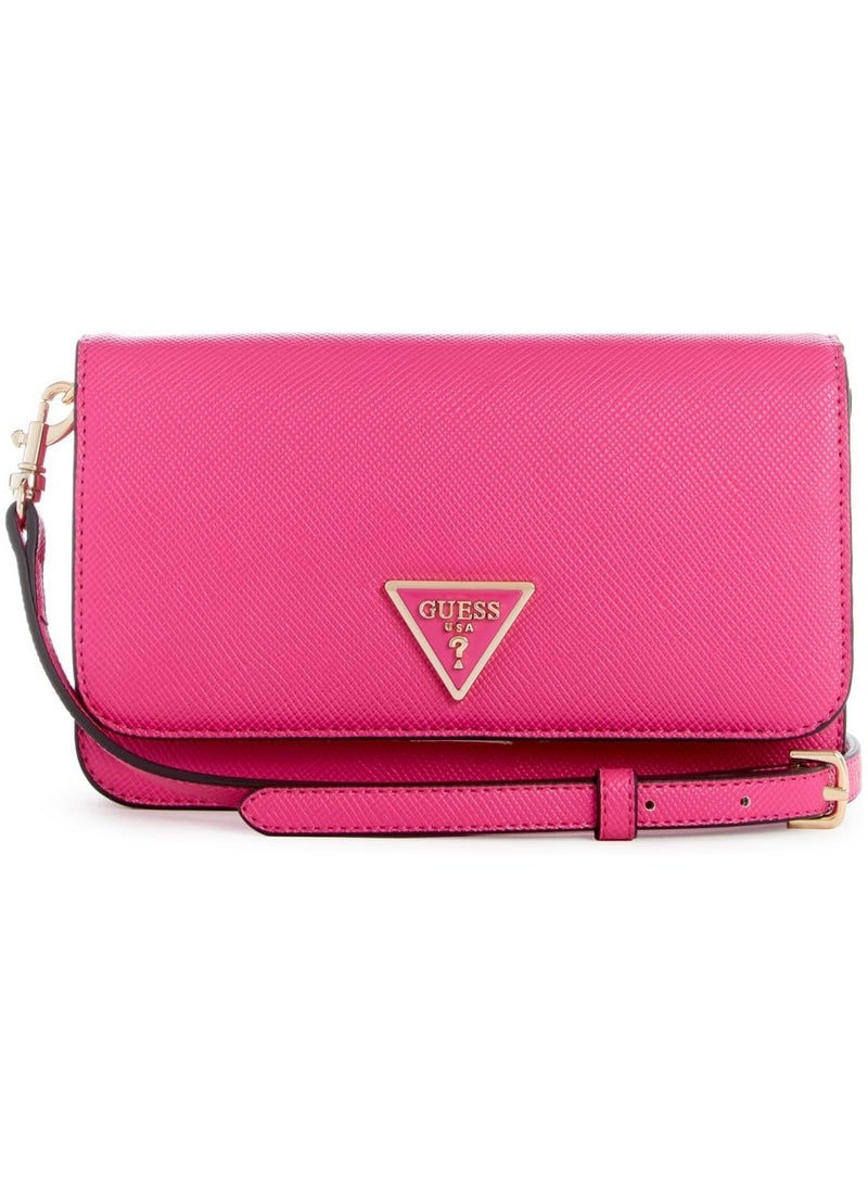 Guess Downtown Chic Mini Xbody Flap Bag â€“ Fuchsia Faux Leather Crossbody - Image 2