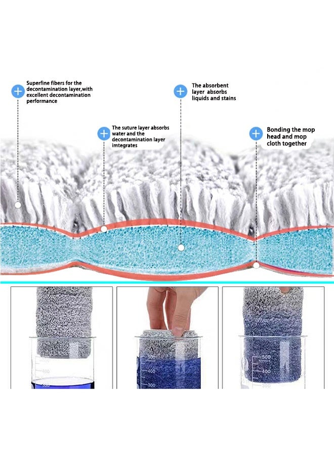 Bulletproof Microfiber Mop Replacement Head - 4 Pack Washable Pad for Floor Cleaning, Compatible with Tethys, Joy Moop and Most 33*12cm Flat Squeeze Mop for Wet/Dry Mopping, Disinfection, Scrubbing - Image 3