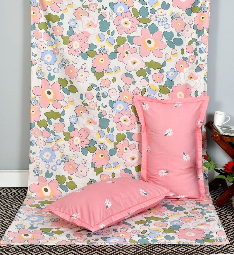 LOOMLYFE LOOMLYFE XXL Microfiber Soft Cotton King Size Bedsheet for Double Bed King Size 108 x108 in 9 Feet 275x275 cm 2 Large Size Pillow Covers Without Joint Pink 200 tc 240 tc  - Image 3