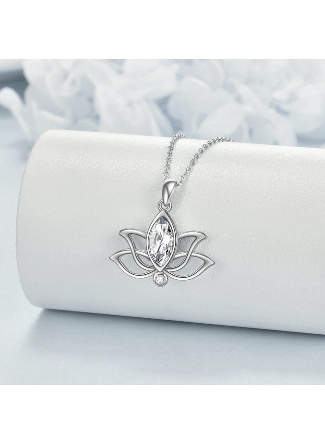 YFN Lotus Necklace Sterling Silver April Birthstone Pendant Simulated Diamond Jewelry Gifts For Women (Apr)  - Image 2