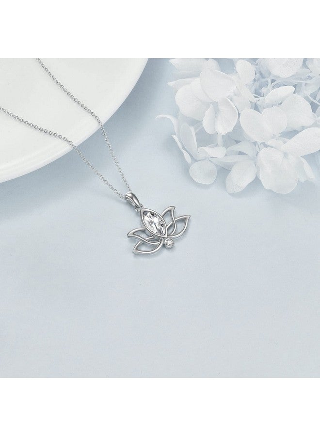 YFN Lotus Necklace Sterling Silver April Birthstone Pendant Simulated Diamond Jewelry Gifts For Women (Apr)  - Image 3