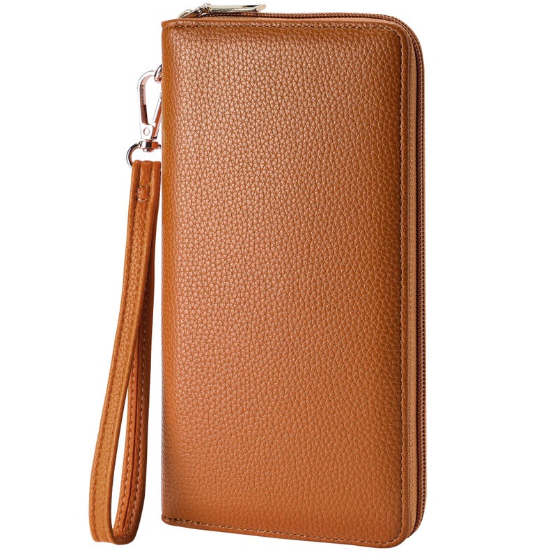 Chelmon Women's Vegan Clutch Wallet with Zip, Hand Strap, Large Capacity - Image 1