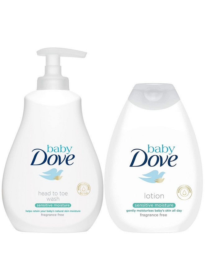 بيبي دوف مجموعة بيبي دوف لترطيب البشرة الحساسة: غسول ومرطب من الأطراف إلى أصابع القدم، 13 أونصة لكل منهما