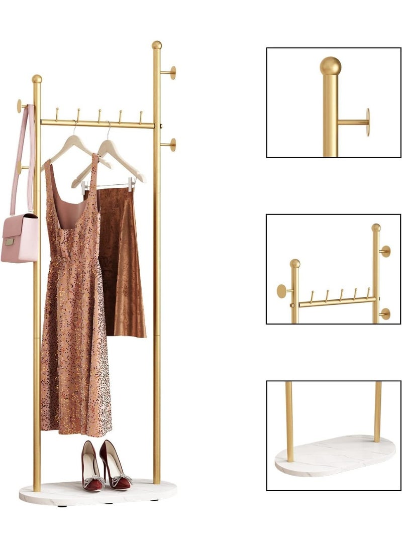 INSIJAM Gold Clothing Racks with Marble Base Modern Coat Racks Freestanding with Shelves for Bedroom 170 cm Tall 50cm Wide Modern Heavy Duty Garment Racks for Hanging Clothes Bag Hat Boutique Hallway - Image 3