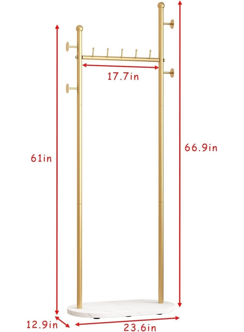 INSIJAM Gold Clothing Racks with Marble Base Modern Coat Racks Freestanding with Shelves for Bedroom 170 cm Tall 50cm Wide Modern Heavy Duty Garment Racks for Hanging Clothes Bag Hat Boutique Hallway - Image 5