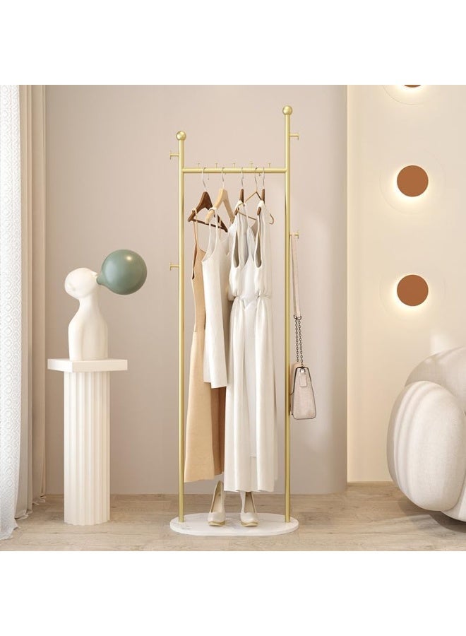 INSIJAM Gold Clothing Racks with Marble Base Modern Coat Racks Freestanding with Shelves for Bedroom 170 cm Tall 50cm Wide Modern Heavy Duty Garment Racks for Hanging Clothes Bag Hat Boutique Hallway - Image 1