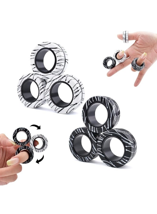 Cevioce 6Pcs Magnetic Rings Fidget Toys for Teens, Adults & Kids|Easter Basket Stuffers|ADHD Fidget Toy Pack for Anxiety Relief,Coolest Gifts for Teen Boys,Birthday Gifts for 8 9 10 11+ Year Old Boy & Girl - Image 1