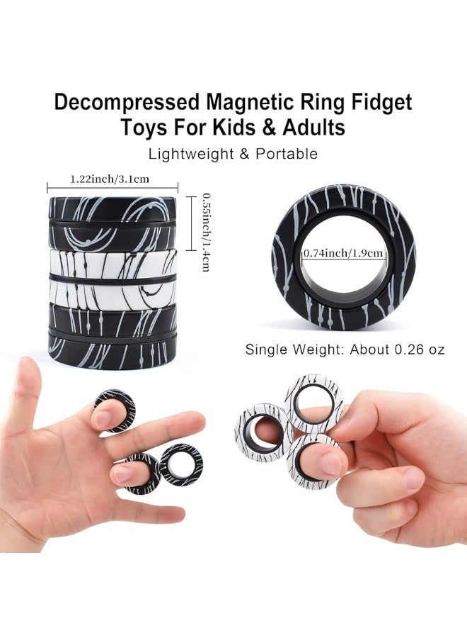 Cevioce 6Pcs Magnetic Rings Fidget Toys for Teens, Adults & Kids|Easter Basket Stuffers|ADHD Fidget Toy Pack for Anxiety Relief,Coolest Gifts for Teen Boys,Birthday Gifts for 8 9 10 11+ Year Old Boy & Girl - Image 2
