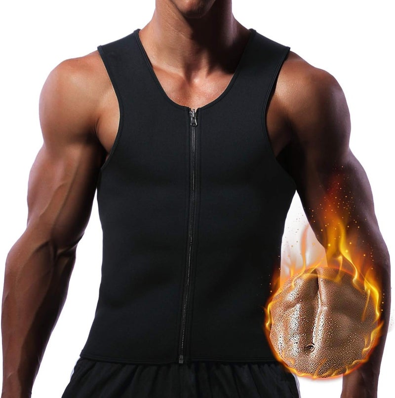 Wiitek Men Hot Neoprene Waist Trainer Vest Workout Sauna Suit Smooth Zipper Tank Top Weight Loss Corset Body Shaper Gym Sweat Shirt - Image 1