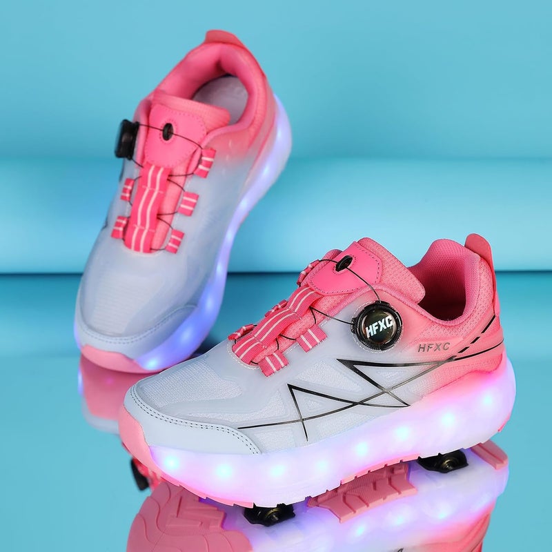 HFXC Roller Skates Shoes 4 Wheels for Kids - New Upgraded Roller Sneaker LED Light Up Flashing Skating for Boys Girls Beginner More Balanced - Image 2