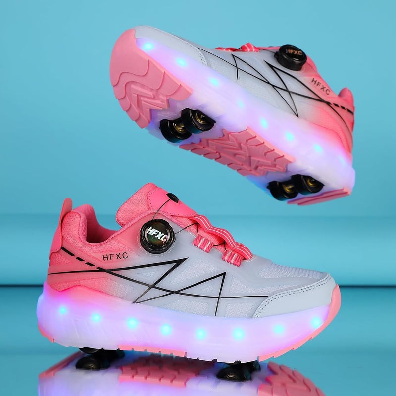 HFXC Roller Skates Shoes 4 Wheels for Kids - New Upgraded Roller Sneaker LED Light Up Flashing Skating for Boys Girls Beginner More Balanced - Image 3