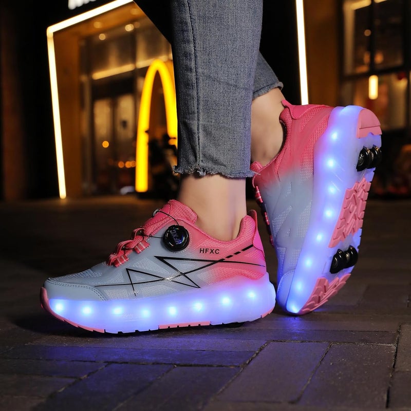 HFXC Roller Skates Shoes 4 Wheels for Kids - New Upgraded Roller Sneaker LED Light Up Flashing Skating for Boys Girls Beginner More Balanced - Image 4