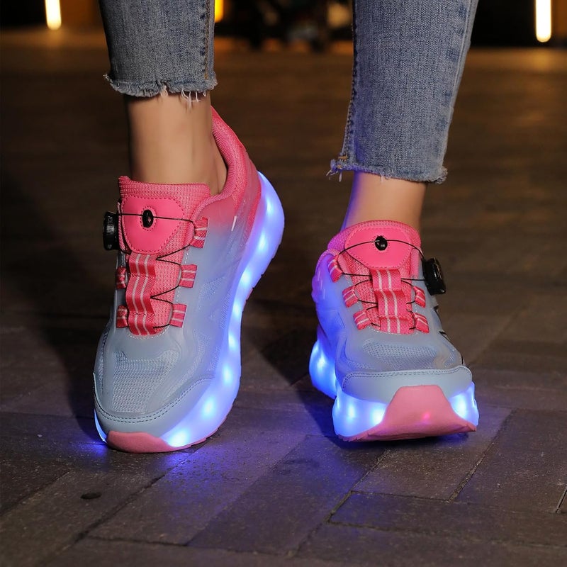 HFXC Roller Skates Shoes 4 Wheels for Kids - New Upgraded Roller Sneaker LED Light Up Flashing Skating for Boys Girls Beginner More Balanced - Image 5