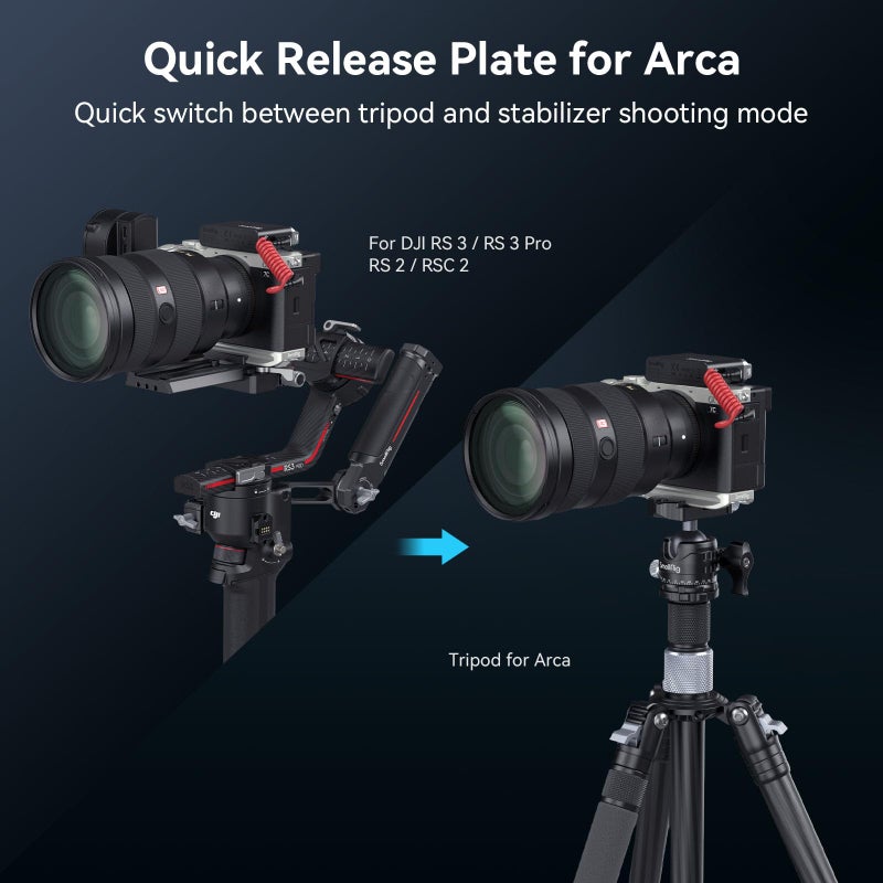 SmallRig Base Plate for Sony A7C II/A7CR, Bottom Mount Plate (Silver) with Built-in Quick-Release Plate for Arca, QD Socket, Strap Slot, 1/4"-20 and 3/8"-16 Threaded Hole - 4439 - Image 2