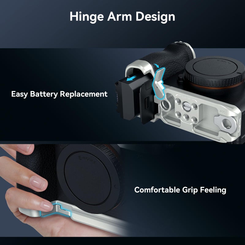 SmallRig Base Plate for Sony A7C II/A7CR, Bottom Mount Plate (Silver) with Built-in Quick-Release Plate for Arca, QD Socket, Strap Slot, 1/4"-20 and 3/8"-16 Threaded Hole - 4439 - Image 4