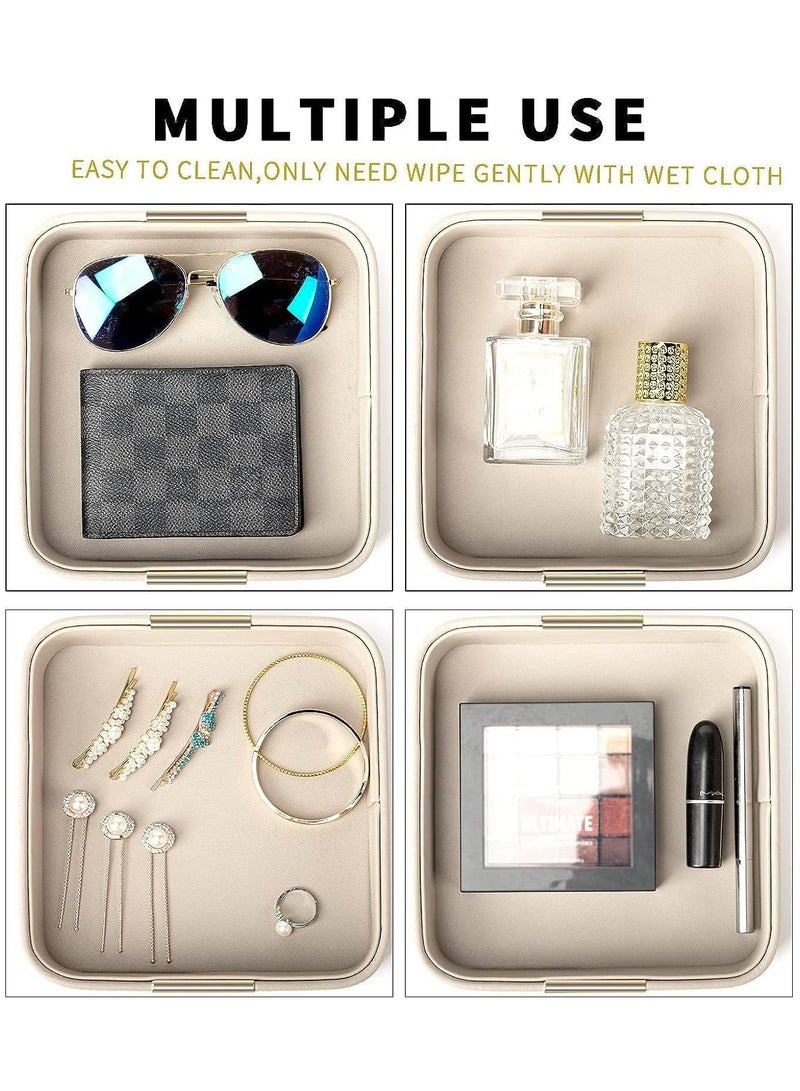 كابتن تيك Luxury Leather Desktop Storage, Small Catchall Organizer, Decorative Tray for Entryway Table to Hold Jewelry, Watch, Cosmetics, Keys, Phone, Wallet, Home & Office Accessories Brown - Image 2