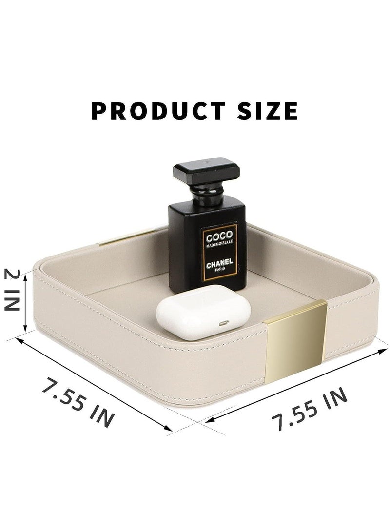 كابتن تيك Luxury Leather Desktop Storage, Small Catchall Organizer, Decorative Tray for Entryway Table to Hold Jewelry, Watch, Cosmetics, Keys, Phone, Wallet, Home & Office Accessories Brown - Image 3