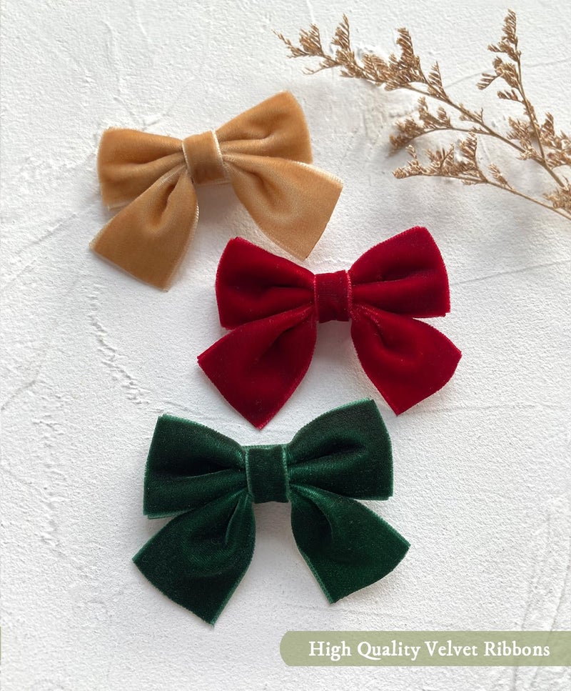 Cherssy Christmas Velvet Baby Hair Bow Clips, 10pcs Boutique Fully Lined Hair Barrettes Accessories for Infants Toddlers School Girls by Cherssy - Image 5