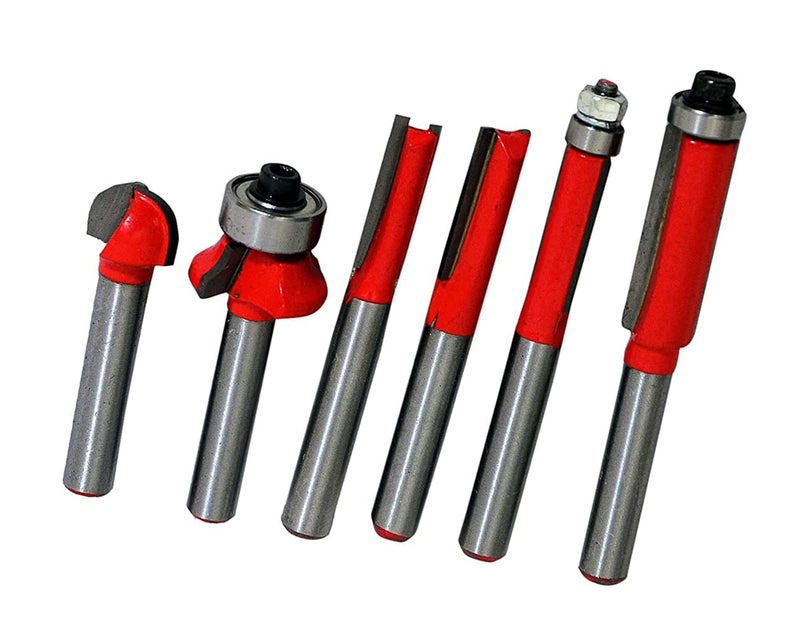 ISC ISC 6pcs Industrial Wood Working 635mm 14 Shank Trimmer Router Bits Set - Image 1