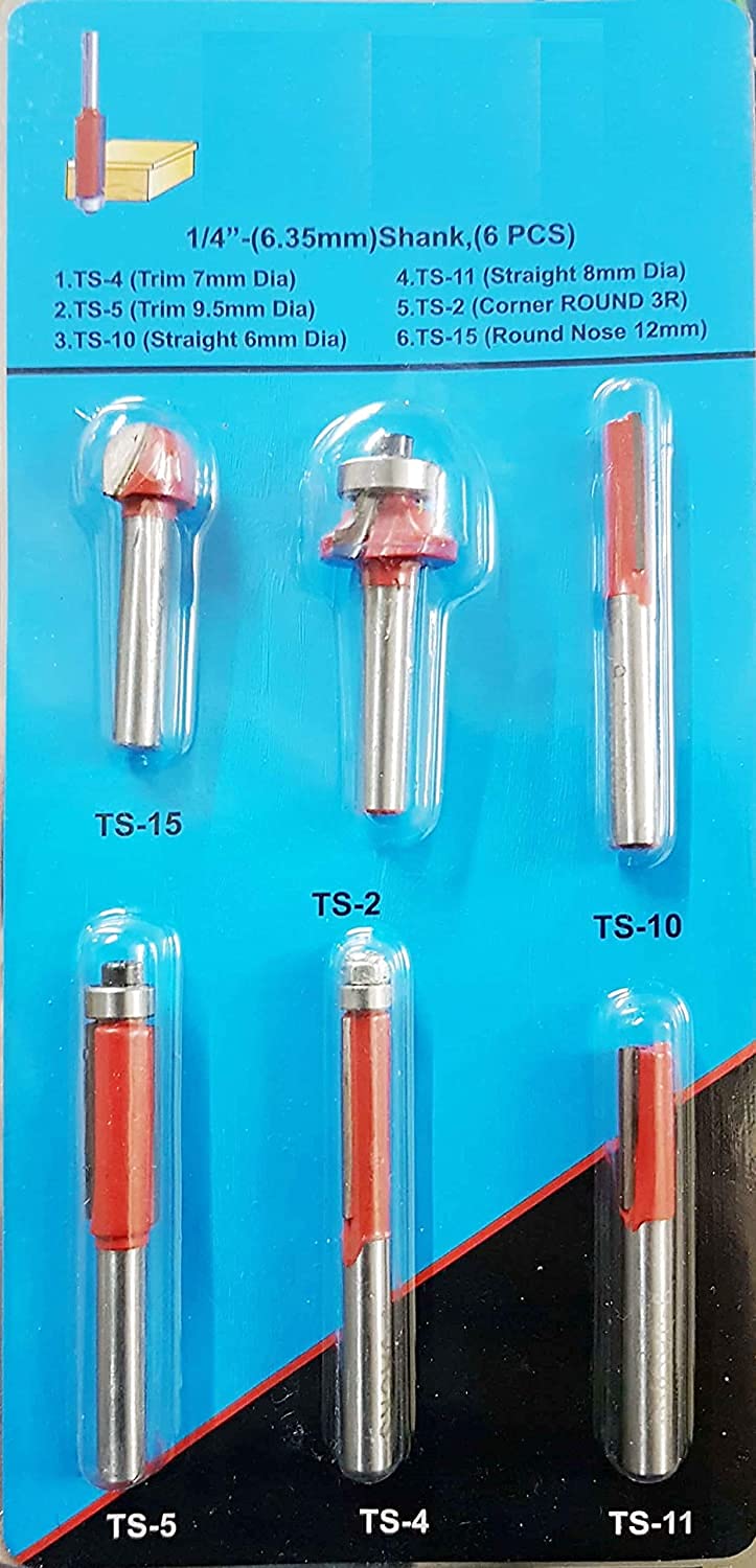 ISC ISC 6pcs Industrial Wood Working 635mm 14 Shank Trimmer Router Bits Set - Image 3
