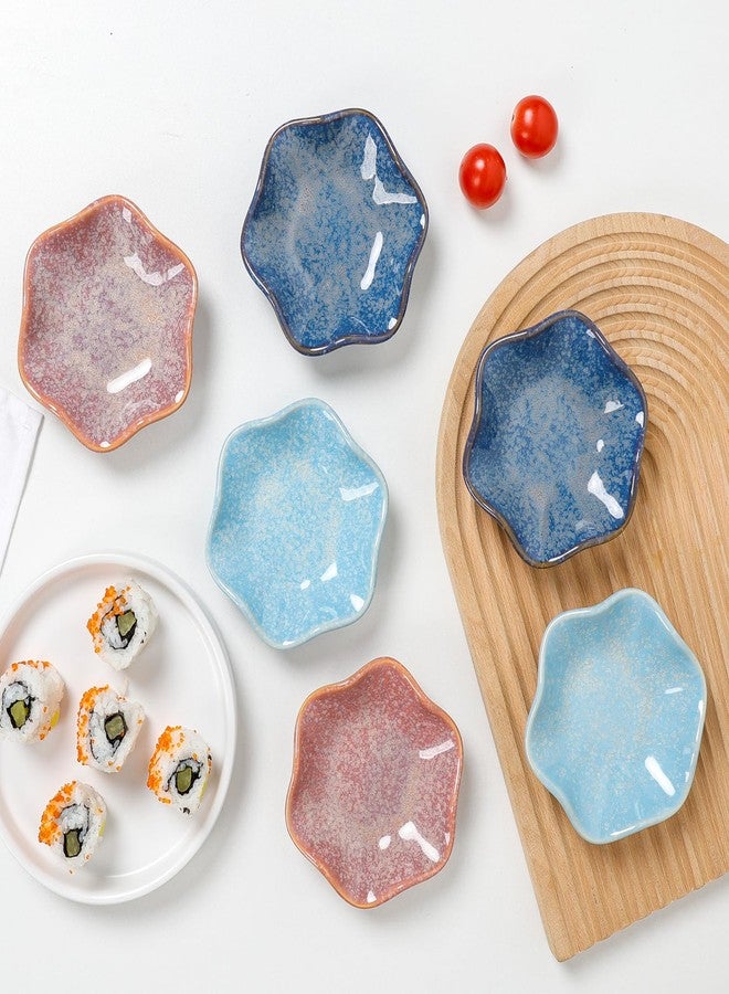 ZEBERBO Dipping Bowls Set of 6, Ceramic Soy Sauce Dishes, 2 oz Dipping Sauce Cups, chrysanthemum Round Small Side Dish Dishes for Dipping Sushi Tomato Soy Sauce Dish - Image 5
