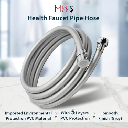 MHS Premium Health Faucet Hose Pipe – Flexible Gray PVC Tube for Bathroom Hand Shower & Faucet | Durable & Leak-Proof | Heavy Duty Brass Fittings | Made in India (1.25 Meter) - Image 2