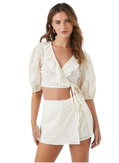 FOREVER 21 Floral Eyelet Mini Wrap Skort  - Image 1