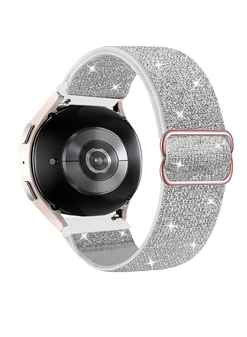 Strap Nylon Loop 20MM Band For Samsung Gear Sport/Watch6/Watch 4/Watch 5 /Watch 5 Pro /S2 classic/active 2 40mm 44mm/Amazfit GTS 2/3/ GTS 4/4 Mini/Bip 3/Pro/GTS 2 mini/GTS 2e/Bip U Silver