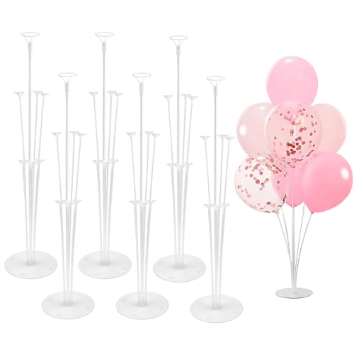 LBNZC 6 Sets Balloon Sticks with Base for Table Balloon Stand Kit Balloon Stands with Base for Floor Balloon Arch Stand with Base Balloon Stands for Table Baby Shower Birthday Wedding Party Decorations - Image 1