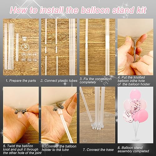 LBNZC 6 Sets Balloon Sticks with Base for Table Balloon Stand Kit Balloon Stands with Base for Floor Balloon Arch Stand with Base Balloon Stands for Table Baby Shower Birthday Wedding Party Decorations - Image 4