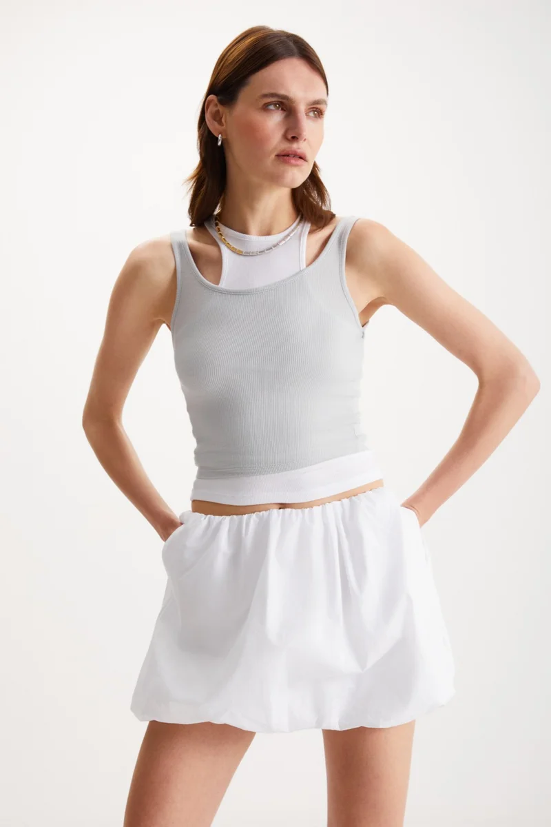 جريميلانج Demeka Women's Zero Sleeve Slim Gray Bustier