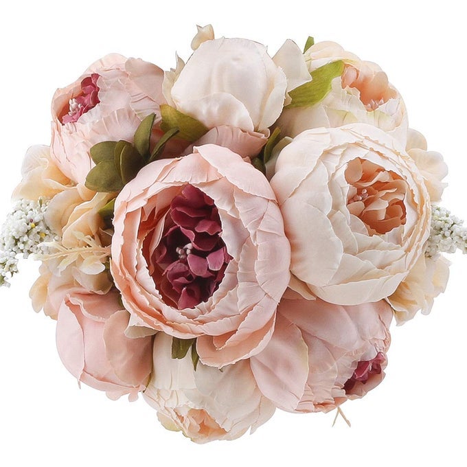 SILK PEONY BOUQUET VINTAGE ARTIFICIAL PEONIES FLOWER FOR HOME WEDDING PARTY DECOR 1PCS LIGHT PINK
