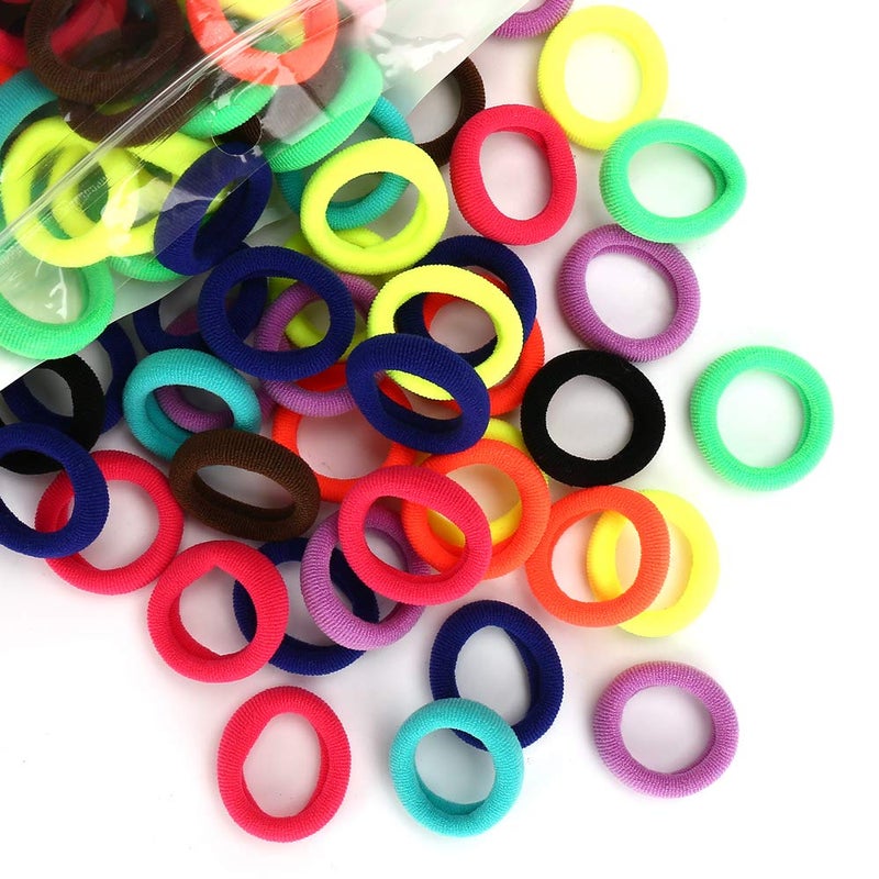 200PCS Soft Hair Elastics and Toddler Hair Ties Mini Ponytail Holders in 10 Colors 1 Inch Diameter for Babies Toddlers and Girls by NineTong