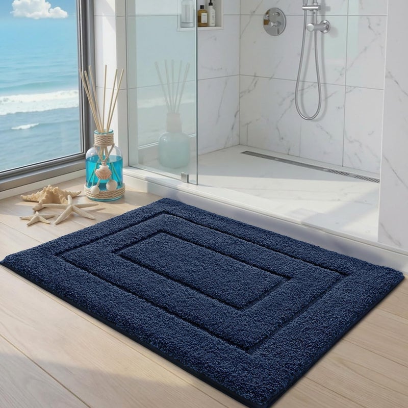 DEXI Bathroom Rug 43x24, Non Slip Washable Bath Mat for Shower Floor, Extra Large Absorbent Soft Bathmat with Rubber Backing, Quick Dry Microfiber Carpet Accessories, Navy - Image 4