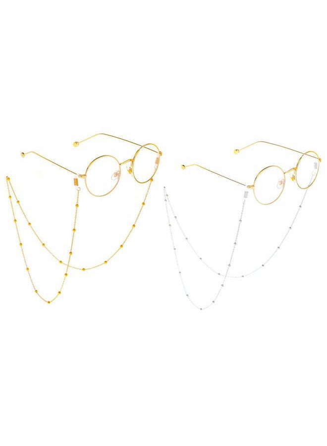 Tovip 2Pcs Eyeglass Chains Sunglasses Reading Beaded Glasses Chain Eyewears Cord Holder - Image 1