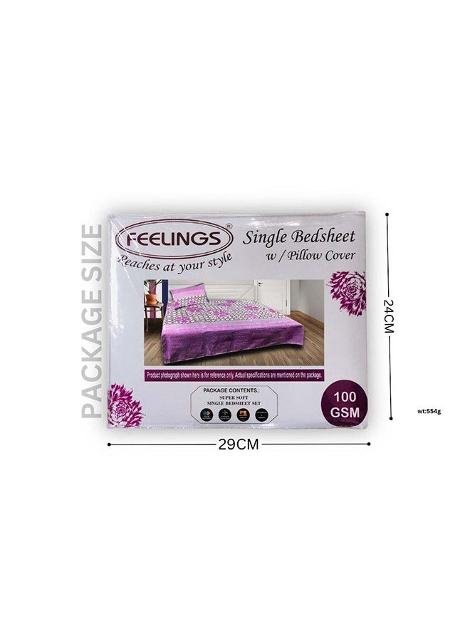 Feelings Feelings Single Bedsheet W/ Pillow Cover  100 Gsm  - Image 3