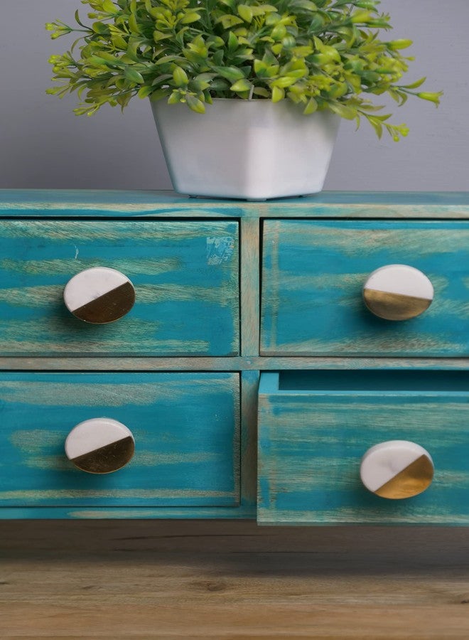 Two Moustaches Round Marble and Brass Knobs, Knobs for Cabinets, Dressers and Drawers - Decorative Drawer Pulls for Bathroom Fixtures, Kitchen Cabinetry, Pack of 4 - Image 4
