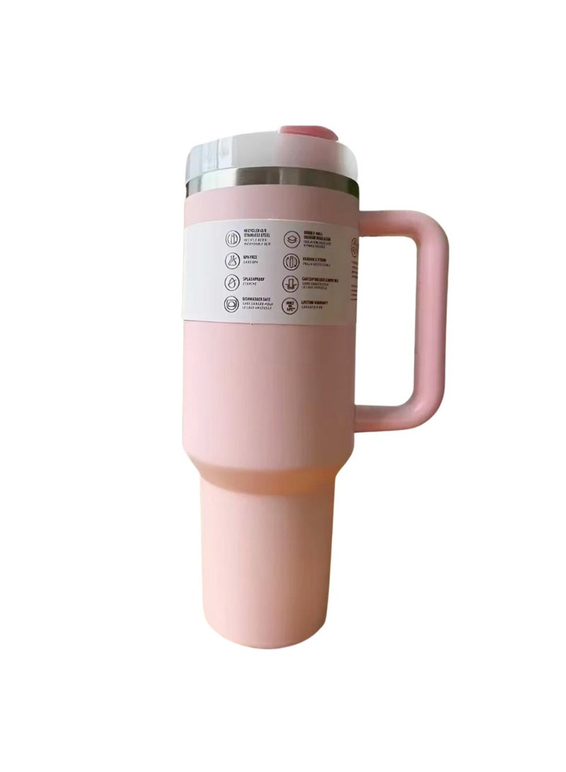 Liying 40 oz S.Tumbler with Handle and Straw - Cold-11h u0026 Hot-7H, Insulated Cup Travel Tumbler with Flip Lid, Protective Boot, Carrying Case, Stainless Steel Tumbler Water Bottle (Rose) #6 - Image 1