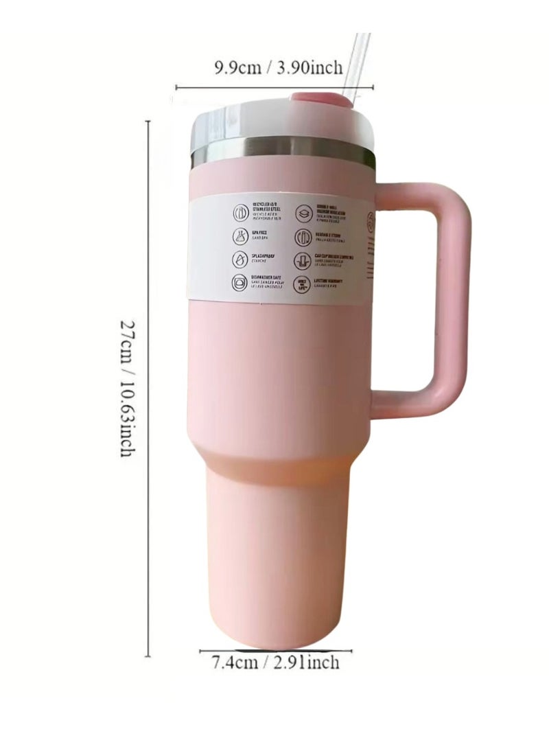 Liying 40 oz S.Tumbler with Handle and Straw - Cold-11h u0026 Hot-7H, Insulated Cup Travel Tumbler with Flip Lid, Protective Boot, Carrying Case, Stainless Steel Tumbler Water Bottle (Rose) #6 - Image 2