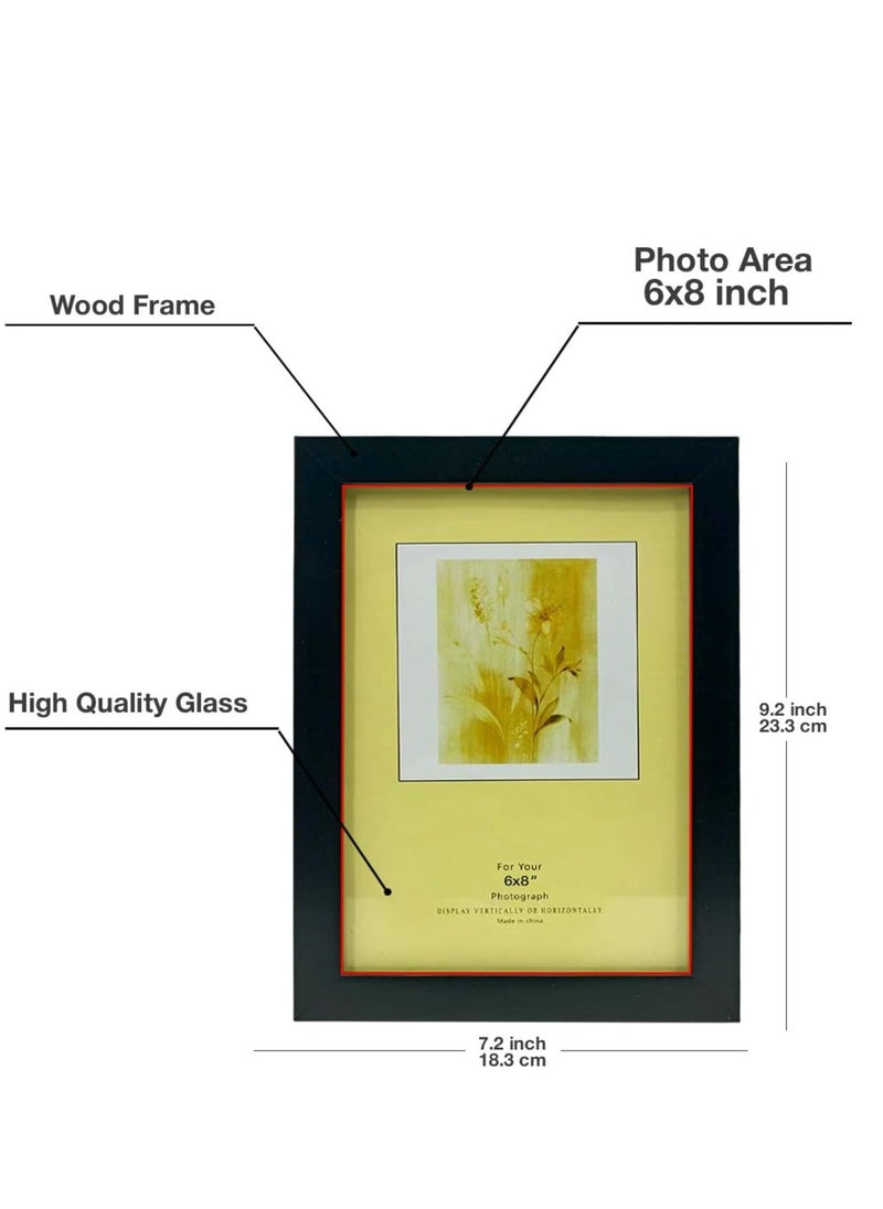 Decorhills - Photo Frame Single with Tabletop & Wall Mount Display for 6x8 Inch Photo Size, Ideal Addition to Any Décor Elegant Black Frame, 1-Piece - Image 1