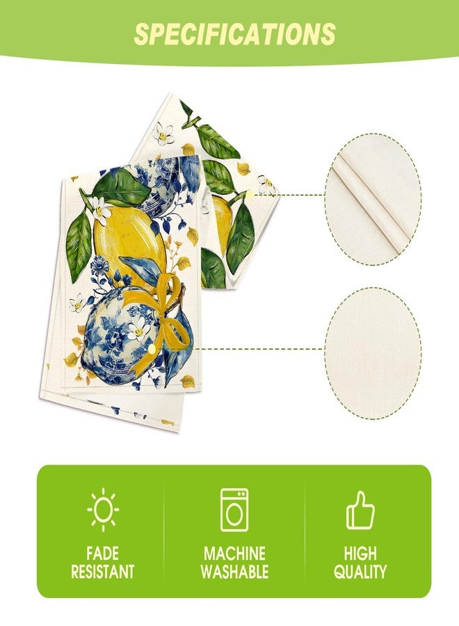 Artoid Mode Chinoiserie Lemon Bow Flowers 210 GSM Summer Table Runner, Seasonal Kitchen Dining Table Decoration for Home Party Decor 13x72 Inch - Image 5