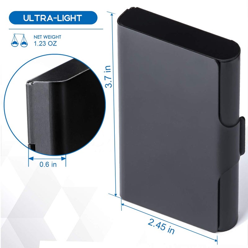 MaxGear Aluminum Business Card Holder for Men & Women, Professional Business Card Case Wallet Name Cards Holder, Capacity: 22-30 Cards, 3.7â€ x 2.45â€, Super Light, Black - Image 4